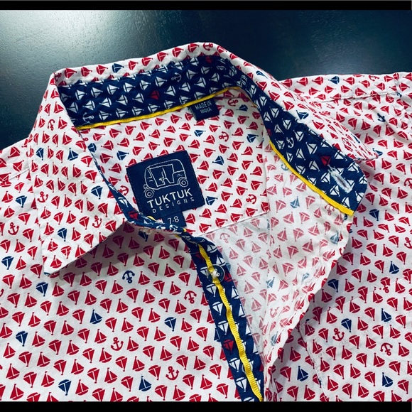 TukTuk SAILBOATS RED - BOYS SHORT SLEEVE Size 7-8 - Picture 9 of 11